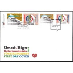 Suecia Sweden  SPD FDC 2955/56 2014 Umeĺ-Riga Capitales de la cultura 2014 Sobre primer día
