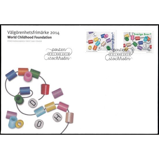 Suecia Sweden SPD FDC 2957/58 2014 Sellos benéficos Fundación Mundial de la Infancia Sobre primer día Suecia Sweden SPD FDC 2957/58 2014 Sellos benéficos Fundación Mundial de la Infancia Sobre primer día