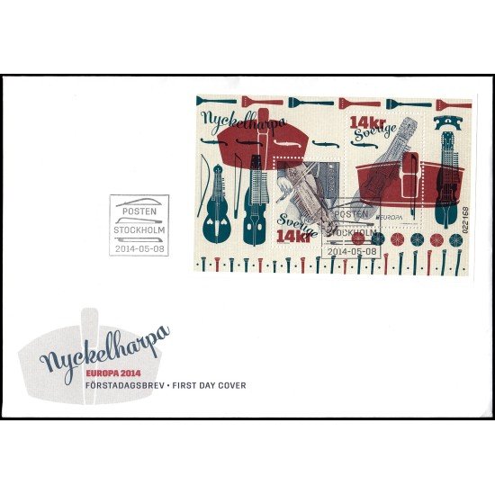 Suecia Sweden SPD FDC F2979 2014 Europa Instrumentos nacionales de música Sobre primer día Suecia Sweden SPD FDC F2979 2014 Europa Instrumentos nacionales de música Sobre primer día