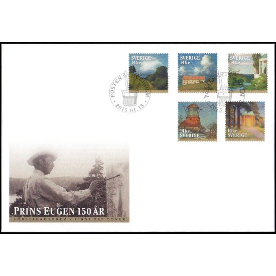 Suecia Sweden SPD FDC 3003/07 2015 Personalidad 150 aniv. de A.R. el Príncipe Eugenio Sobre primer día Suecia Sweden SPD FDC 3003/07 2015 Personalidad 150 aniv. de A.R. el Príncipe Eugenio Sobre primer día