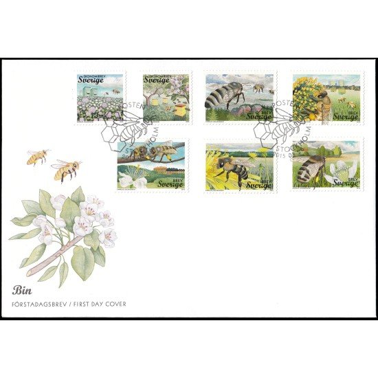 Suecia Sweden  SPD FDC 3020/26 2015 Fauna Abejas Sobre primer día