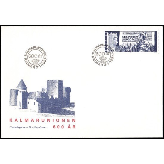 Suecia Sweden SPD FDC 1966 1997 600 aniv. de la Unión de Kalmar Sobre primer día