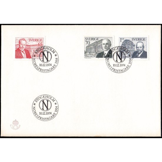Suecia Sweden SPD FDC 867/69 1974 Galardonados con el premio Nobel 1914 Sobre primer día Suecia Sweden SPD FDC 867/69 1974 Galardonados con el premio Nobel 1914 Sobre primer día