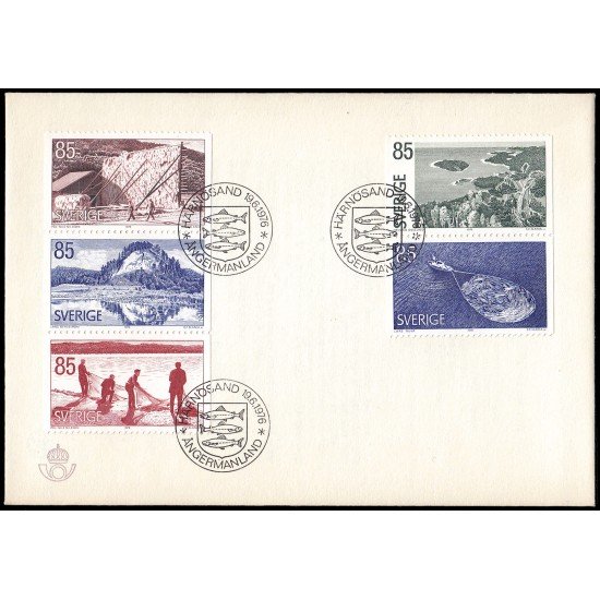 Suecia Sweden SPD FDC 927/31 1976 Provincia de Angermanland Sobre primer día Suecia Sweden SPD FDC 927/31 1976 Provincia de Angermanland Sobre primer día