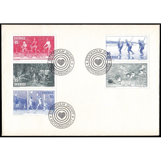 Suecia Sweden SPD FDC 957/61 1977 Deportes populares Sobre primer día