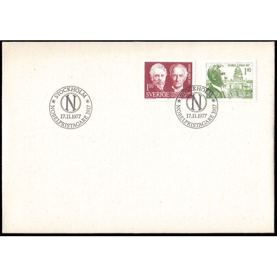 Suecia Sweden SPD FDC 991/92 1977 Galardonados con el premio Nobel 1917 Sobre primer día