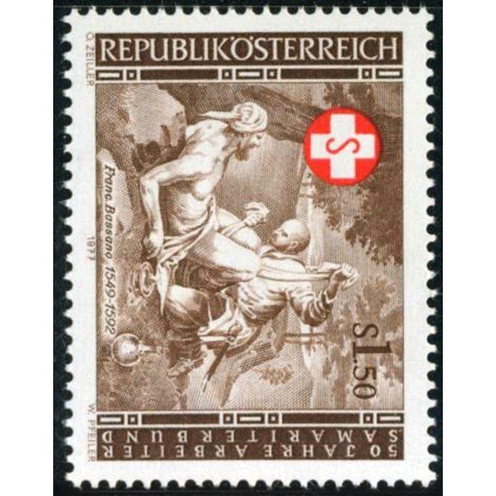 PI2 Österreich Austria  Nº 1386  1977 50º Aniv. de la Fed. de los Trabajadores Samaritanos Lujo
