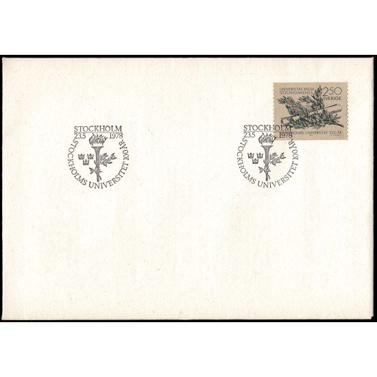 Suecia Sweden SPD FDC 1004 1978 Centenario de la Universidad de Estocolmo Sobre primer día Suecia Sweden SPD FDC 1004 1978 Centenario de la Universidad de Estocolmo Sobre primer día