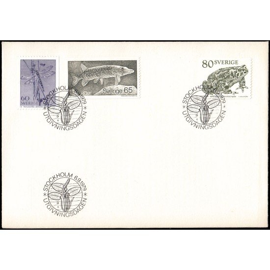 Suecia Sweden SPD FDC 1057/59 1979 Vida silvestre Animales acuáticos Sobre primer día Suecia Sweden SPD FDC 1057/59 1979 Vida silvestre Animales acuáticos Sobre primer día