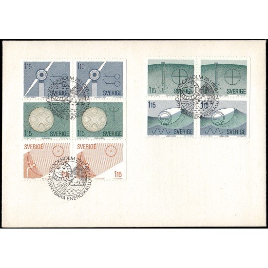 Suecia Sweden SPD FDC 1078/82 1980 Energías renovables  Sobre primer día