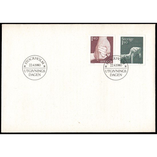 Suecia Sweden SPD FDC 1085/86 1980 Cuidar Sobre primer día Suecia Sweden SPD FDC 1085/86 1980 Cuidar Sobre primer día