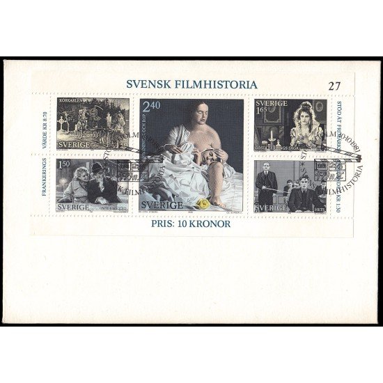 Suecia Sweden SPD FDC HB9 Historia del cine sueco Sobre primer día Suecia Sweden SPD FDC HB9 Historia del cine sueco Sobre primer día