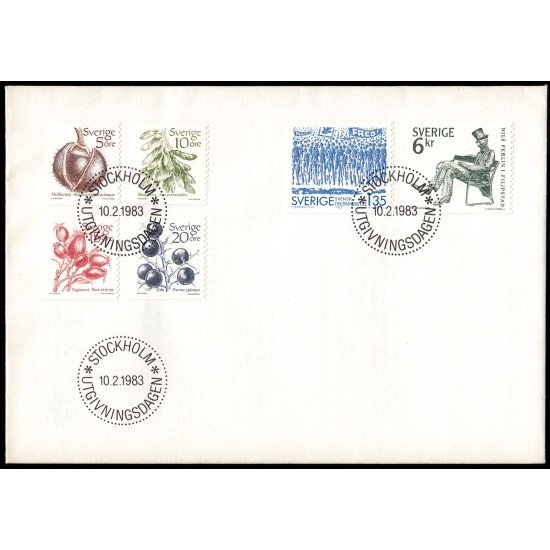 Suecia Sweden SPD FDC 1206/11 1983 Centenario del movimiento sueco por la paz, Frutas, Nils Ferlin poeta Sobre primer día Suecia Sweden SPD FDC 1206/11 1983 Centenario del movimiento sueco por la paz, Frutas, Nils Ferlin poeta Sobre primer día