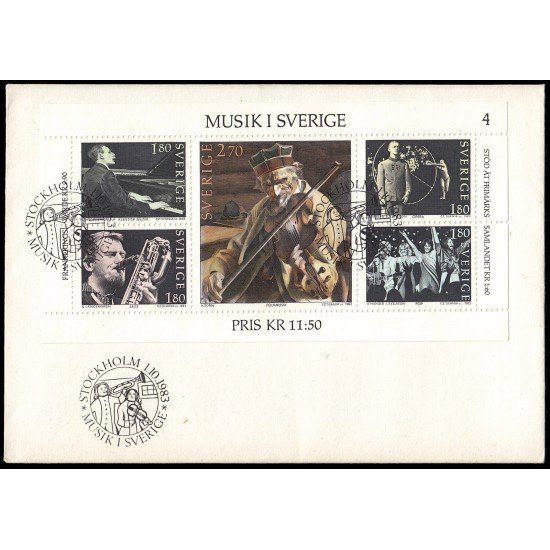 Suecia Sweden SPD FDC HB11 La música en Suecia Sobre primer día Suecia Sweden SPD FDC HB11 La música en Suecia Sobre primer día