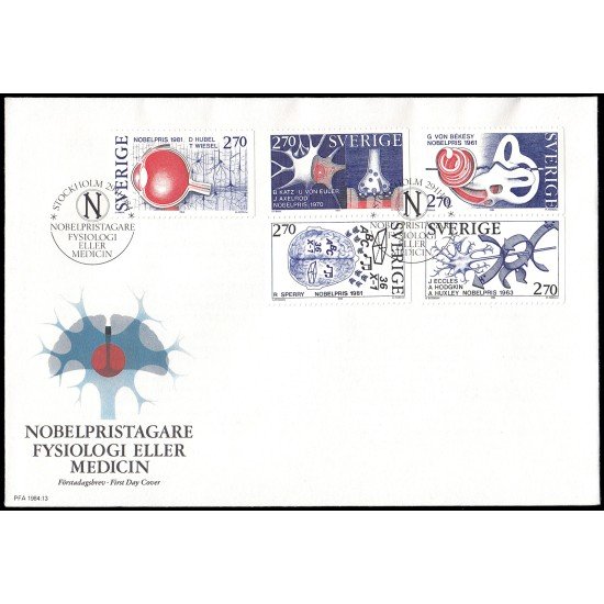Suecia Sweden SPD FDC 1293/97 1984 Galardonados con el premio Nobel de fisiología y medicina Sobre primer día Suecia Sweden SPD FDC 1293/97 1984 Galardonados con el premio Nobel de fisiología y medicina Sobre primer día