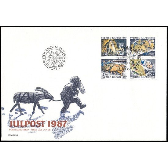 Suecia Sweden SPD FDC 1444/47 1987 Navidad Creencias en el mundo rural Sobre primer día Suecia Sweden SPD FDC 1444/47 1987 Navidad Creencias en el mundo rural Sobre primer día