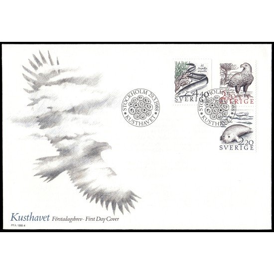 Suecia Sweden SPD FDC 1455/57 1988 Fauna costera Sobre primer día Suecia Sweden SPD FDC 1455/57 1988 Fauna costera Sobre primer día