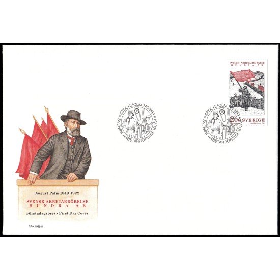 Suecia Sweden SPD FDC 1534 1989 Centenario del Movimiento obrero sueco Sobre primer día
