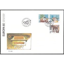 Suecia Sweden SPD FDC 1571/73 1990 Edificios postales Sobre primer día