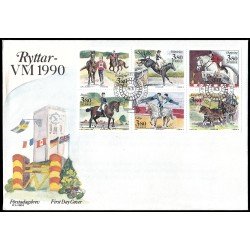 Suecia Sweden SPD FDC 1583/88 1990 Juegos ecuestres mundiales en Estocolmo Sobre primer día