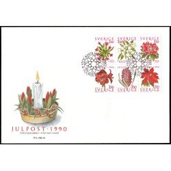 Suecia Sweden SPD FDC 1625/30 1990 Navidad Flores de temporada Rojo y verde Sobre primer día