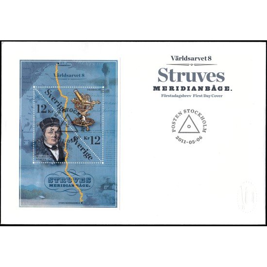 Suecia Sweden SPD FDC HB56 2011 Arco geodésico de Wilhelm con Struve Sobre primer día Suecia Sweden SPD FDC HB56 2011 Arco geodésico de Wilhelm con Struve Sobre primer día