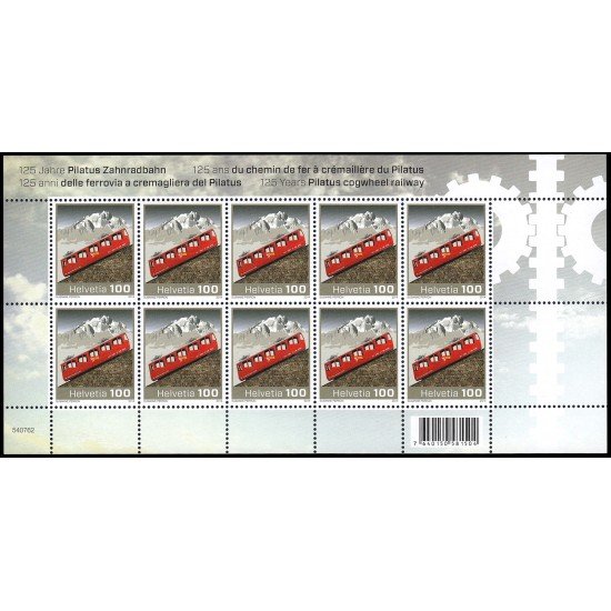 Suiza Switzerland 2269 2014 125 aniv. del Ferrocarril del Monte Pilatus minihojita MNH Suiza Switzerland 2269 2014 125 aniv. del Ferrocarril del Monte Pilatus minihojita MNH