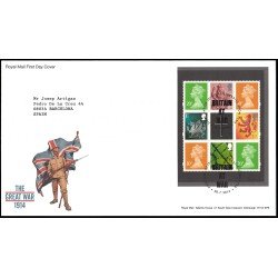 Gran Bretaña C4034a 2014 SPD FDC (4ª hoja) HB de Carné Prestigio Centenario de la primera guerra mundial Newcastle Sobre primer día Gran Bretaña C4034a 2014 SPD FDC (4ª hoja) HB de Carné Prestigio Centenario de la primera guerra mundial Newcastle Sobre primer día