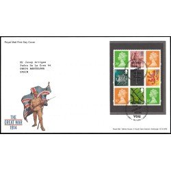 Gran Bretaña C4034a 2014 SPD FDC (4ª hoja) HB de Carné Prestigio Centenario de la primera guerra mundial Tallents House Edinburgh Sobre primer día Gran Bretaña C4034a 2014 SPD FDC (4ª hoja) HB de Carné Prestigio Centenario de la primera guerra mundial Tallents House Edinburgh Sobre primer día