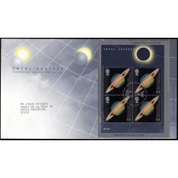 Gran Bretaña HB 7 1999 Eclipse total Philatelic Bureau Sobre primer día 