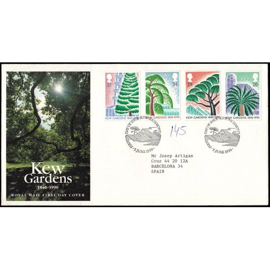 Gran Bretaña 1464/67 1990 SPD FDC Jardín botánico de Kew Richmond Sobre primer día Gran Bretaña 1464/67 1990 SPD FDC Jardín botánico de Kew Richmond Sobre primer día