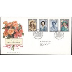 Gran Bretaña 1469/72 1990 SPD FDC 90 aniv. de la Reina Madre Isabel Philatelic Bureau Sobre primer día