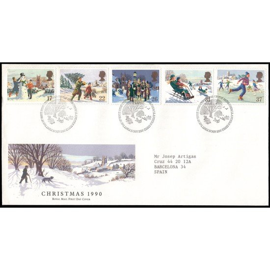 Gran Bretaña 1494/98 1990 SPD FDC Navidad Bethlehem Sobre primer día Gran Bretaña 1494/98 1990 SPD FDC Navidad Bethlehem Sobre primer día