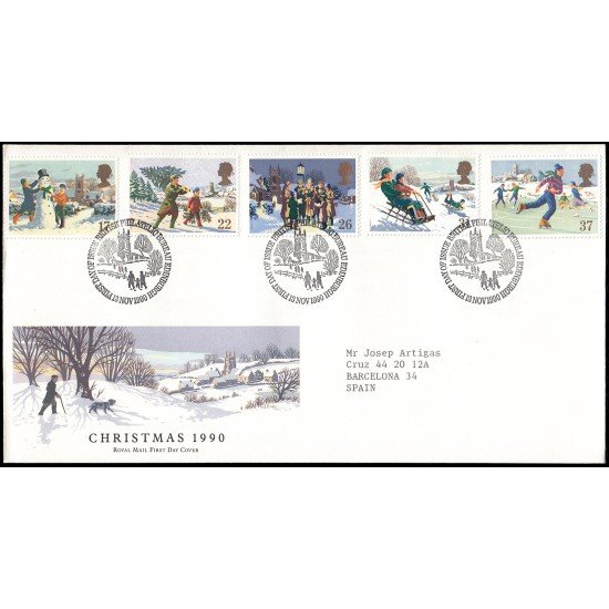 Gran Bretaña 1494/98 1990 SPD FDC Navidad Philatelic Bureau Sobre primer día Gran Bretaña 1494/98 1990 SPD FDC Navidad Philatelic Bureau Sobre primer día