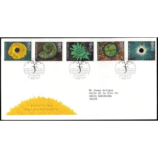 Gran Bretaña 1794/98 1995 SPD FDC Las cuatre estaciones La primavera Springfield Sobre primer día Gran Bretaña 1794/98 1995 SPD FDC Las cuatre estaciones La primavera Springfield Sobre primer día