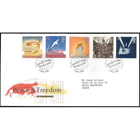 Gran Bretaña 1817/21 1995 SPD FDC 50 aniv. del fin de la segunda guerra mundial Philatelic Bureau Sobre primer día Gran Bretaña 1817/21 1995 SPD FDC 50 aniv. del fin de la segunda guerra mundial Philatelic Bureau Sobre primer día