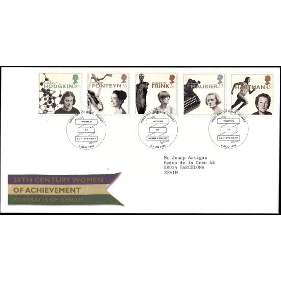 Gran Bretaña 1905/09 1996 SPD FDC Mujeres célebres Fowey Sobre primer día Gran Bretaña 1905/09 1996 SPD FDC Mujeres célebres Fowey Sobre primer día