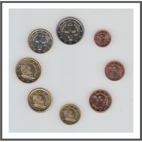 Chipre 2021 Emisión monedas Sistema monetario euro € Tira Chipre 2021 Emisión monedas Sistema monetario euro € Tira