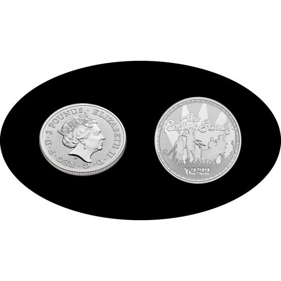Gran Bretaña Great Britain 1 OZ onza  2022 Rolling Stones 2 pounds Plata Ag