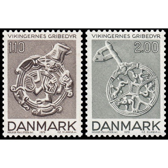 Dinamarca Denmark 689/90 1979 Arte de la era vikinga MNH Dinamarca Denmark 689/90 1979 Arte de la era vikinga MNH