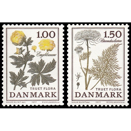 Dinamarca Denmark 654/55 1977 Flora amenazada MNH Dinamarca Denmark 654/55 1977 Flora amenazada MNH