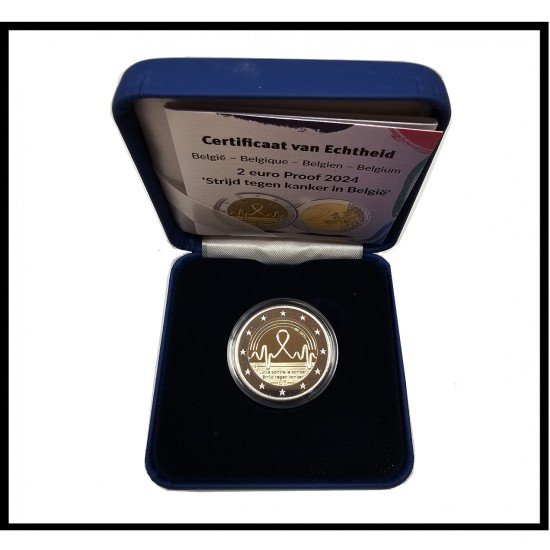 Bélgica 2024 Cartera Oficial Estuche Moneda 2 € con Proof Lucha contra el cáncer Bélgica 2024 Cartera Oficial Estuche Moneda 2 € con Proof Lucha contra el cáncer