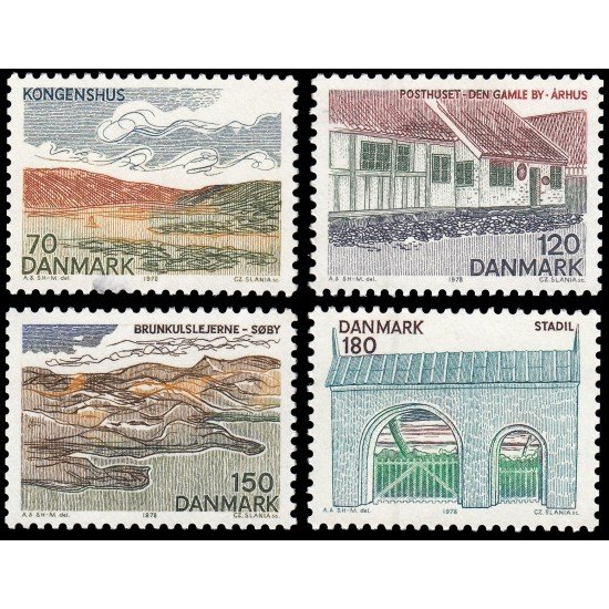 Dinamarca Denmark 665/68 1978 Paisajes de Jutlandia central MNH Dinamarca Denmark 665/68 1978 Paisajes de Jutlandia central MNH