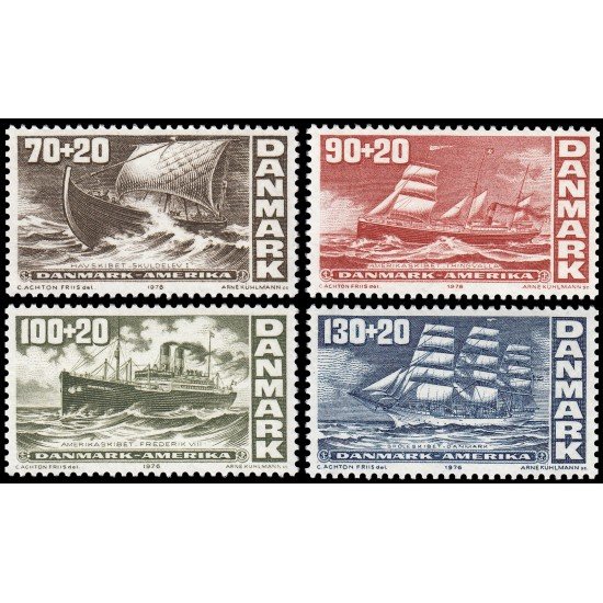 Dinamarca Denmark 613/16 1976 200 aniv. independencia de EEUU MNH Dinamarca Denmark 613/16 1976 200 aniv. independencia de EEUU MNH