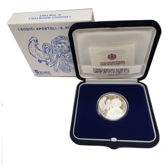 Vaticano 2022 Estuche Oficial Moneda 5 € euros Proof San Pedro Vaticano 2022 Estuche Oficial Moneda 5 € euros Proof San Pedro