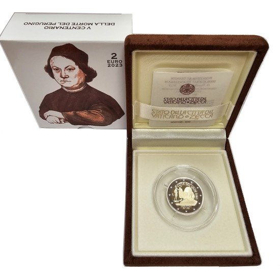 Vaticano 2023 Cartera Oficial Estuche Moneda 2€ euros proof 50 Aniversario Perugino Vaticano 2023 Cartera Oficial Estuche Moneda 2€ euros proof 50 Aniversario Perugino