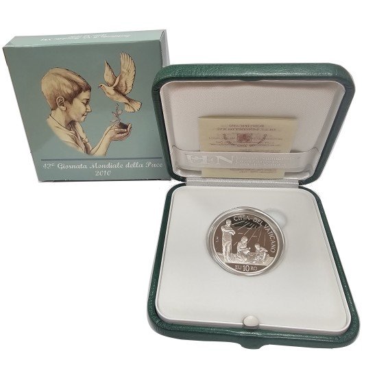 Vaticano 2010 Estuche Oficial Moneda 10 € euros Proof  Día Mundial de la Paz 