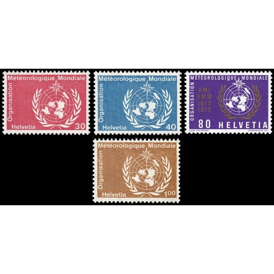 Suiza Switzerland Servicios 437/40 1973 Centenario de la Organización Meteorológica Mundial MNH