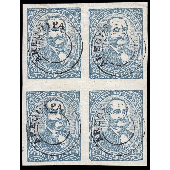 Perú Arequipa 23 1884 Sellos de 1885 con sobrecarga en rojo o negro BL.4 MH Perú Arequipa 23 1884 Sellos de 1885 con sobrecarga en rojo o negro BL.4 MH