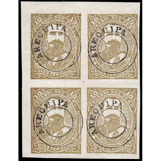 Perú Arequipa 24 1885 Sellos de 1885 con sobrecarga en rojo o negro BL.4 MH Perú Arequipa 24 1885 Sellos de 1885 con sobrecarga en rojo o negro BL.4 MH